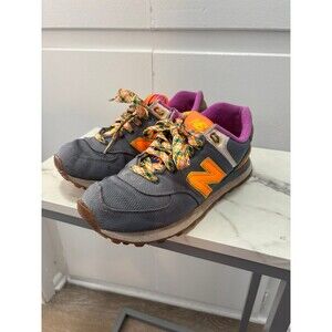 New Balance 574 Gray and Orange Sneakers size 7.5